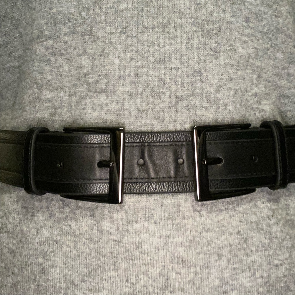 NWOT W By Worth Black‎ Double Buckle Belt